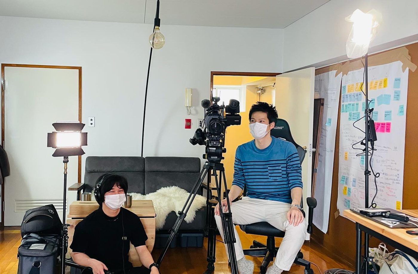 Preparing to film an interview