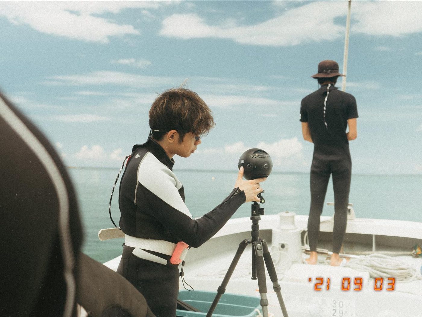 Setting up a VR camera on a boat