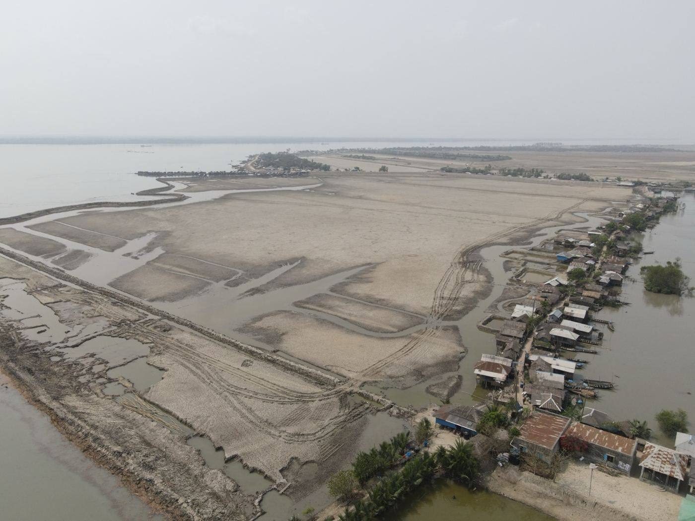 A coastal village, filmed by drone