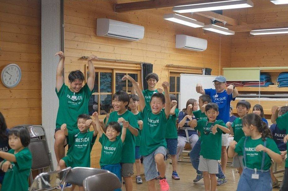 With the kids at kids' camp