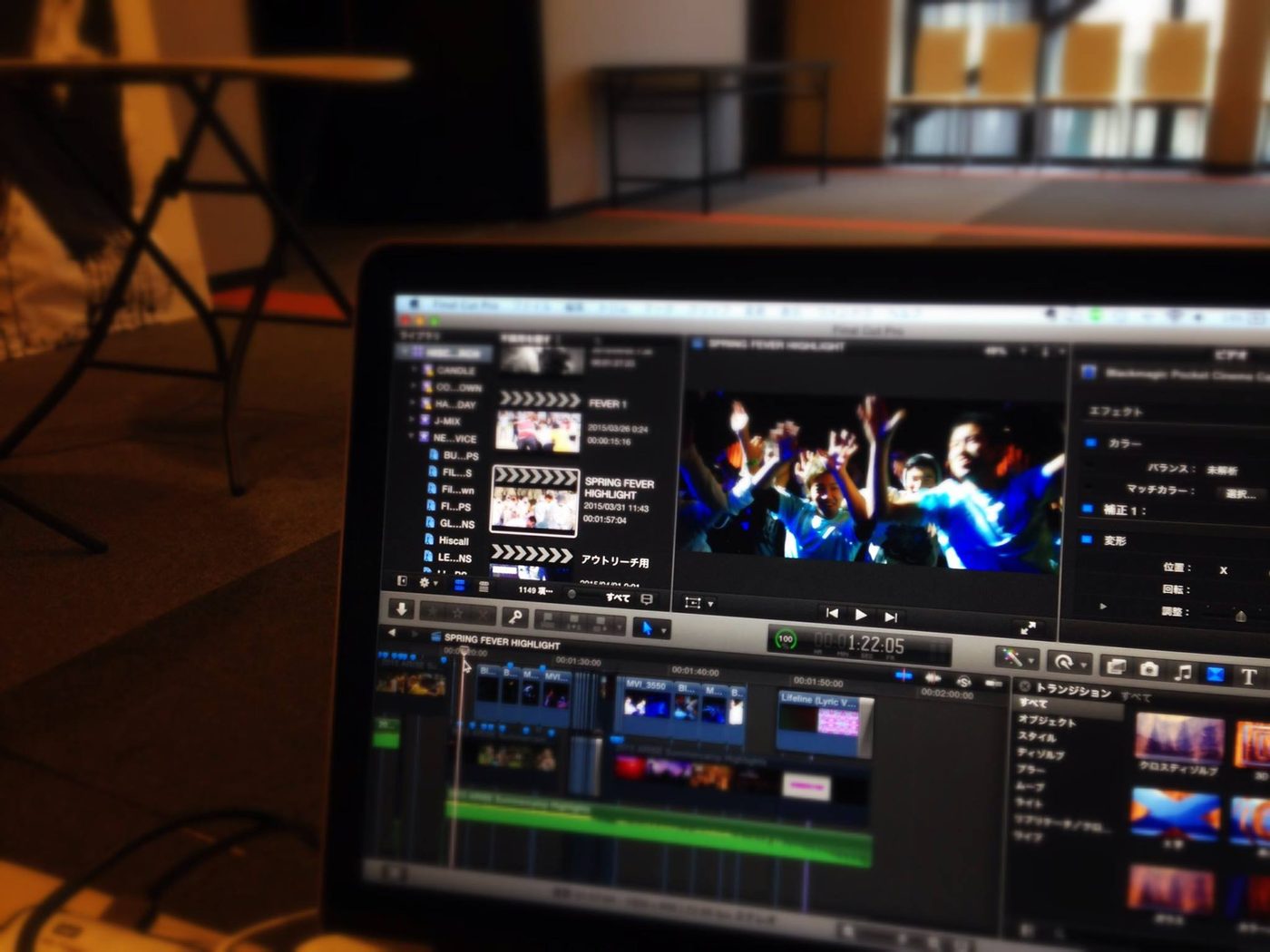 A computer screen editing a film for a worship service