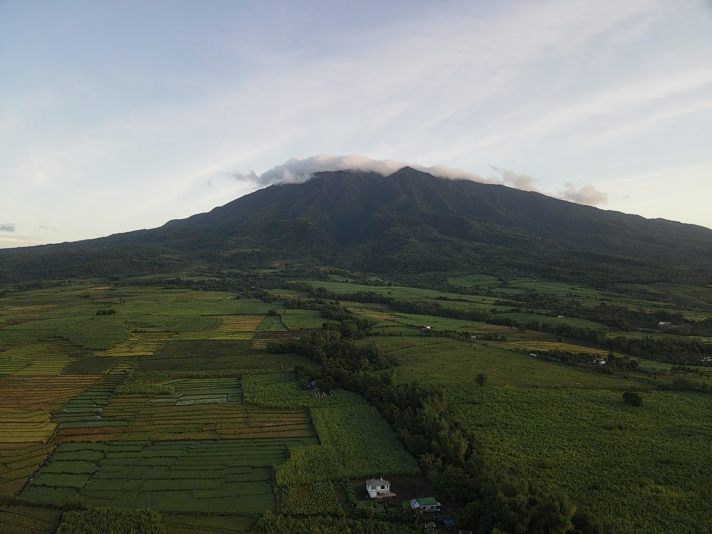 Mountains and fields in the Philippines in the morning sun